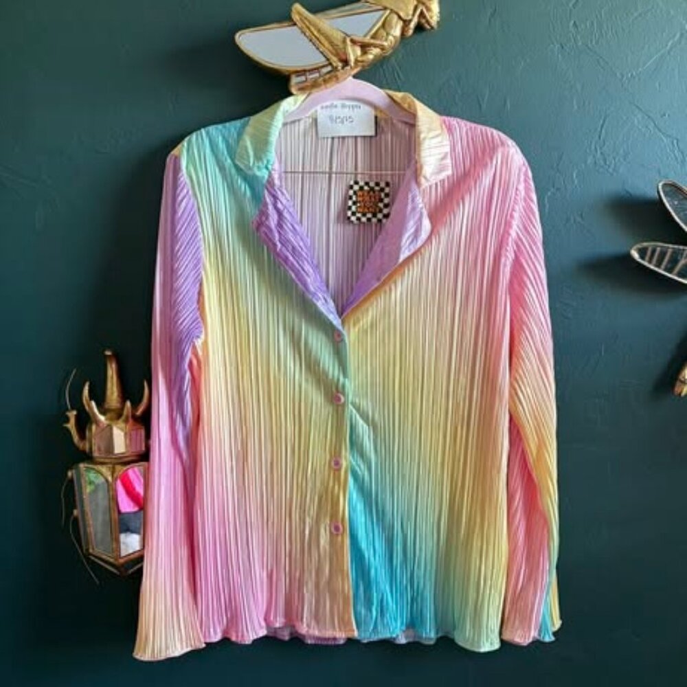 Dressed in Lala Rainbow Plisse Top